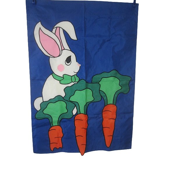 Vintage Other - Vintage Yard Flag Garden Banner Easter Bunny Rabbit Carrot colorful 90s 28"x40"